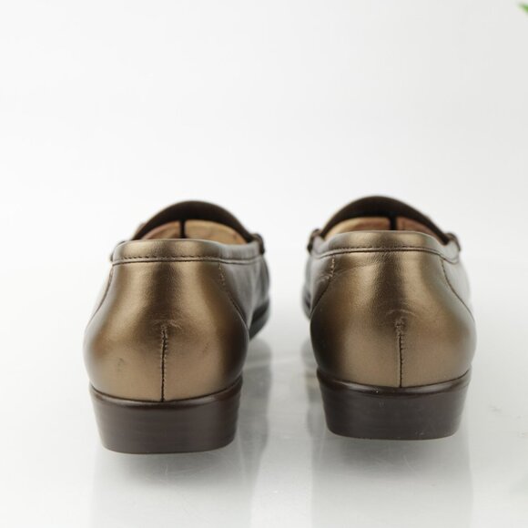 SAS Womens Metro Loafer Size 9 SLIM Bronze Gold Leather Bit Strap Flat Slip On - Picture 5 of 12